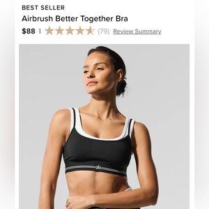 Rare Alo Yoga Airbrush Better Together Bra Black/White Size Large
